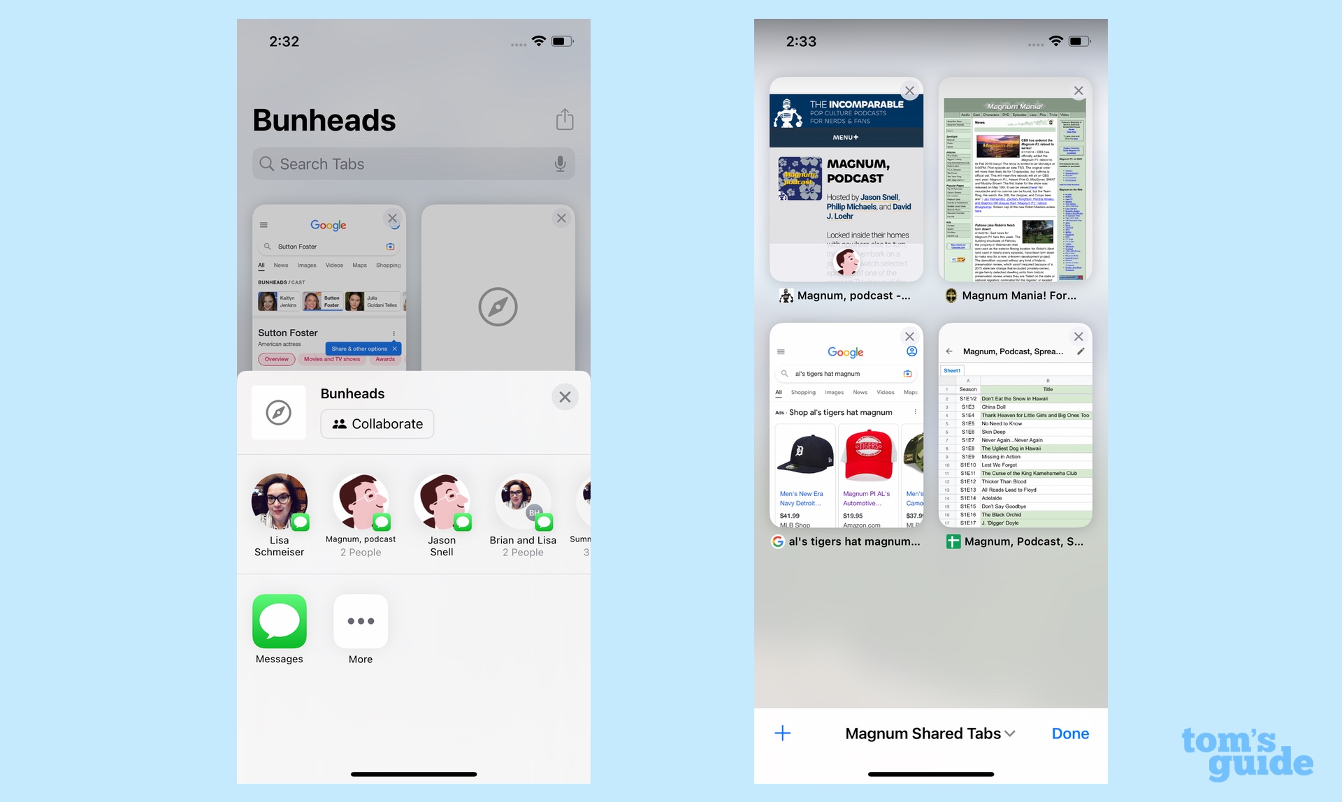 گروه‌های برگه مشترک iOS 16 در سافاری